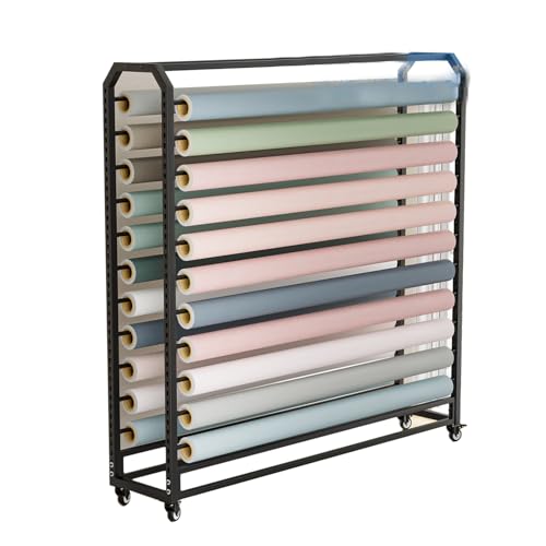 YCOVSFP Stoffrollen-Organizer, for 8/10/12 Vinylrollen. Großer Papierrollen-Organizer for Vinylrollen/Lederrollen/Fensterfolie/Tapeten-Display(170x45x143cm-8Rod) von YCOVSFP