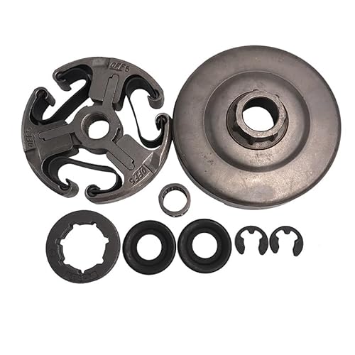 Rasenmäherteile HUNDURE Kupplungstrommel Kettenrad Unterlegscheibe Lagersatz for Husqvarna 362 365 371 372 Kettensägenteile E-Clip Nadelkäfig 3/8"-7 Zähne von YCSOZMM