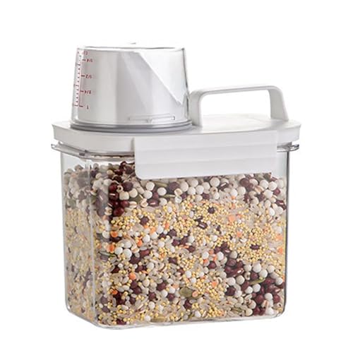 2 Stück Waschmittel Aufbewahrungsbox mit Messbecher, 1100ML Waschpulver Dosierer, Luftdichter Waschmittelspender, Mehrzweck Waschmittelbox für Waschpulver Wäscheparfüm von YCSYHQQX