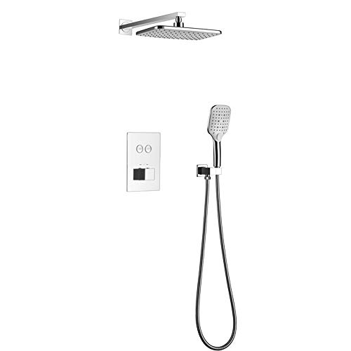 YCVAWEOD 2 Funktionen Dusche versteckte Dusche Combo Set Wandmontage Duschhahn mit quadratischem Duschkopf (Chrom) LWX von YCVAWEOD