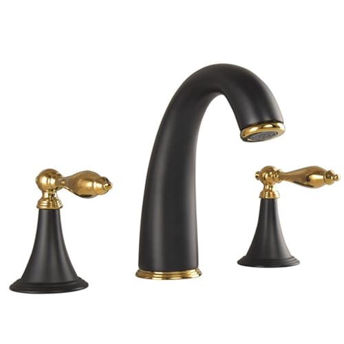 3 Loch Bad taps Vintage Schwarzes Doppelgriff Drei Loch Badezimmer Hahn heißes und kaltes Wasser LWX von YCVAWEOD