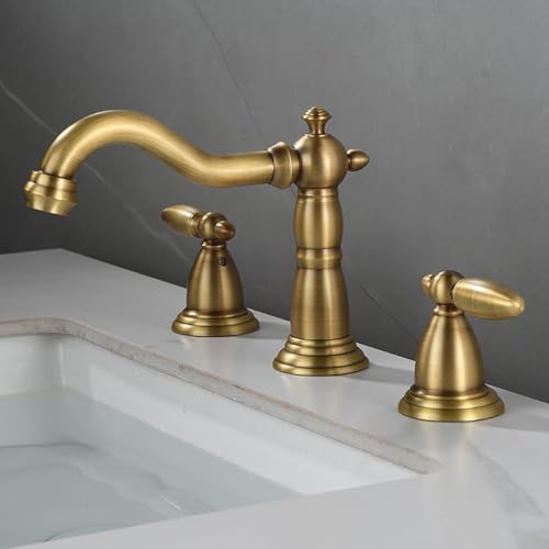 3 Loch Basin Taps Vintage Doppelgriff Drei Loch Badezimmer Basin Zapftaps 360 ° Rotatable, Grau LWX von YCVAWEOD