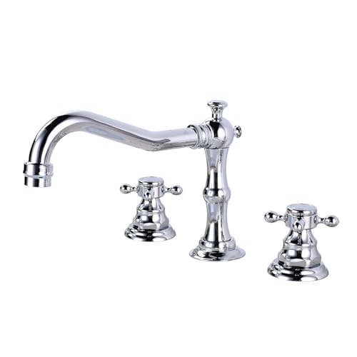 3 Loch -Beckenmischer Tippen Sie auf Waschbecken Haken Doppelgriff Basin Tap 360 ° Rotatable, Schwarz LWX von YCVAWEOD
