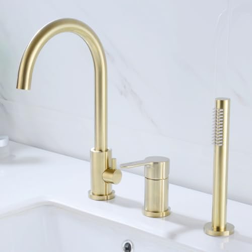 YCVAWEOD 3 Lochbadmixer Tippen Sie gebürstete goldene Duschkopf und Schlauchset für Badezecke Badezimmer Heiße Kaltwasserkippmischer Dusche LWX YCVAWEOD 3 Lochbadmixer Tippen Sie gebürstete goldene Duschkopf und Schlauchset für Badezecke Badezimmer Heiße Kaltwasserkippmischer Dusche LWX von YCVAWEOD
