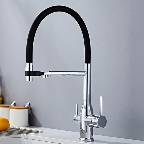 3 -Wege -Klotz für das Spray mit Spray Black Silicon 3 -Wege Kichen -Kichen -Kichen mit Pull Out Sprayer LWX von YCVAWEOD