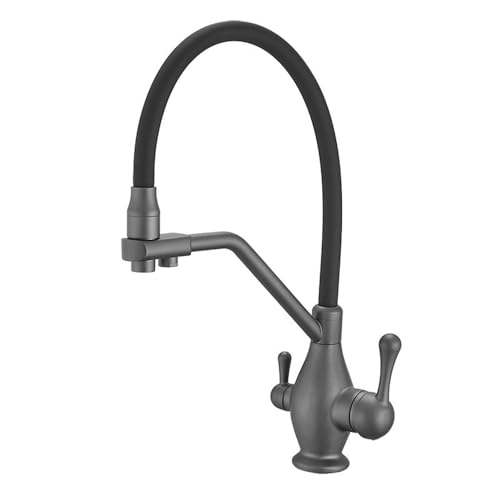 3-Wege-Küche Tippen Sie herausziehen Schwenk 2 Griffe Küche Tap Messing Heiße und kaltes Wasser Einer Loch 3-Wege Küchenmixer Tippküchenmischer TIPP, Grau, grau LWX von YCVAWEOD
