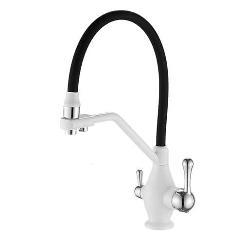 3-Wege-Küche Tippen Sie herausziehen Schwenk 2 Griffe Küche Tap Messing Heiße und kaltes Wasser Einer Loch 3-Wege Küchenmixer Tippküchenmischer TIPP, Grau, grau LWX von YCVAWEOD