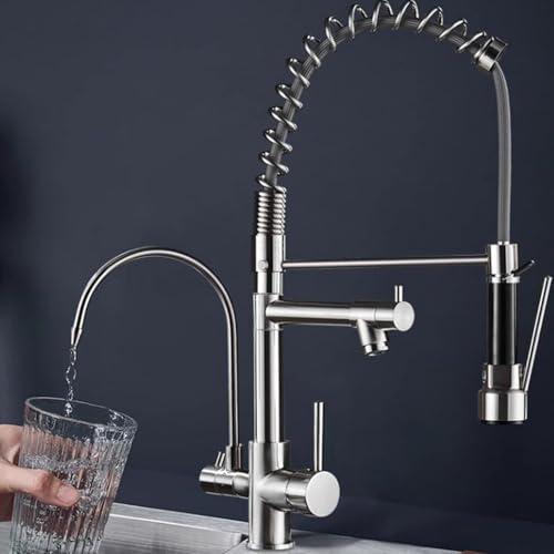 3-Wege-Küche Trinken Wasserhähne Waschmischer Messing 3 Auslässe 360 ° Rotation Einer Lochchrom plattiert LWX von YCVAWEOD