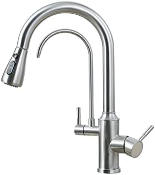 3-Wege-Küchenarmatur mit Pull-Down Sprayer 3-in-1 Wasserfilter Schwenkspitze Mattes Schwarz Finish Vielseitiger Heimküche Tippen Sie für einfache Gebrauch und stilvolles Design LWX von YCVAWEOD