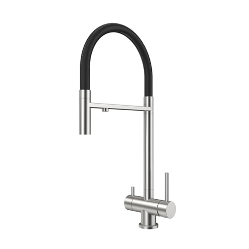 3 -Wege -Küchenarmatur mit Wasserfilter gebürstetem Goldmischer ausziehen Spray Dual Hebel Flexibler Ausguss 3 in 1 Waschbecken Hahn für einfache Küche Verwendung LWX von YCVAWEOD