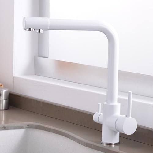 3 -Wege -Küchenhahn -Trinkwasser -Wasserhahn Gold Wasserfilter Tap Trinkkäppchen 360 ° Drehkochenmischer Spout mit 2 Hebel (Gold) LWX von YCVAWEOD