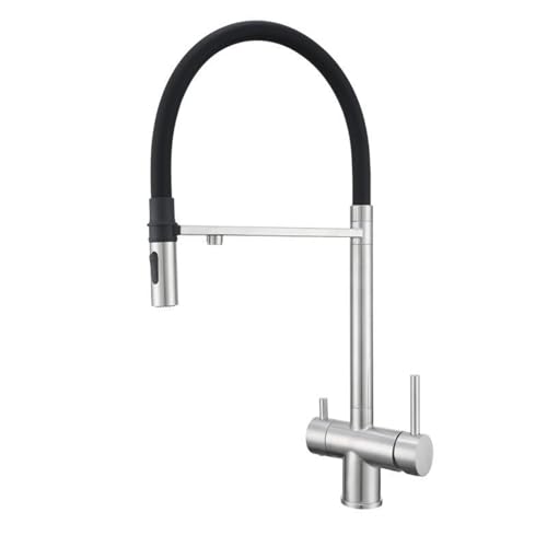 3 -Wege -Küchenhahn aus Edelstahl gebogene Grau ausziehen 3 -Wege Wasserfilter Tap Kitchen Trinken Wasserhähne Spüle Mixer herausziehen LWX von YCVAWEOD