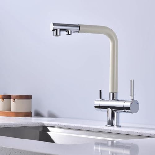 3-Wege-Küchenhahn mit Ausziehen von Spray Drehetelescopic Pure Water Messing Küchenmischer Taps-Chrom Plattiert LWX 3-Wege-Küchenhahn mit Ausziehen von Spray Drehetelescopic Pure Water Messing Küchenmischer Taps-Chrom Plattiert LWX von YCVAWEOD