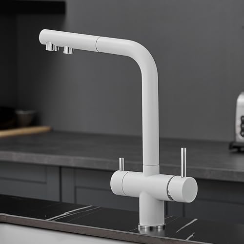 3 -Wege -Küchenhahn mit Auszug Schlauch Dualhebel 3 in 1 Küche Ausziehen mit Filterwassersystem Chrom LWX 3 -Wege -Küchenhahn mit Auszug Schlauch Dualhebel 3 in 1 Küche Ausziehen mit Filterwassersystem Chrom LWX von YCVAWEOD