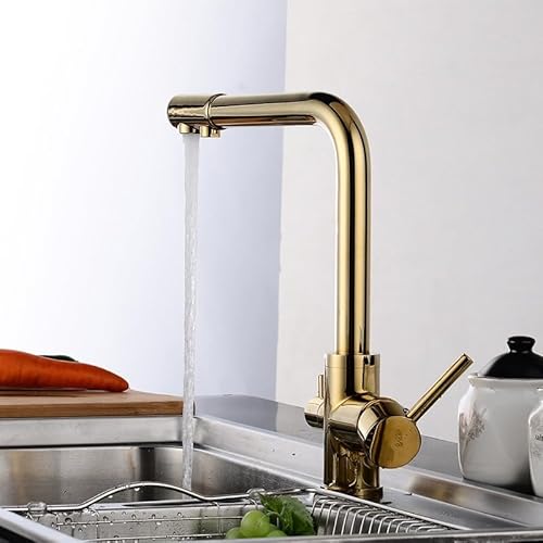 3 -Wege -Küchenhahn mit Wasserfilter 360 ° Drehung 3 Wege Küchenhahn 3 in 1 Mixer Hahn für Wasserfilter Küchenmischer Taps 1 Loch Messing Gold, Schwarz Ancient LWX 3 -Wege -Küchenhahn mit Wasserfilter 360 ° Drehung 3 Wege Küchenhahn 3 in 1 Mixer Hahn für Wasserfilter Küchenmischer Taps 1 Loch Messing Gold, Schwarz Ancient LWX von YCVAWEOD