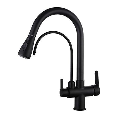 3 -Wege -Küchenhahn mit Wasserfilter und Ausziehen von Spray Messing 2 Griffen Mixer -Wasserhahn für Küchenspüle 1 Loch Drehschreiber Finish LWX 3 -Wege -Küchenhahn mit Wasserfilter und Ausziehen von Spray Messing 2 Griffen Mixer -Wasserhahn für Küchenspüle 1 Loch Drehschreiber Finish LWX von YCVAWEOD