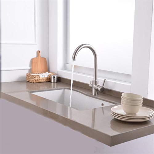 3 -Wege -Tap Kitchen Wasser Trinkwasser Wasserhahn Küche Wasserhitzer Wasserfilter Rotatierbarer Reinigungsmischer gefilterter Kran für die Küche Dual Griff Deck montiert, gebürstet Nickel LWX von YCVAWEOD