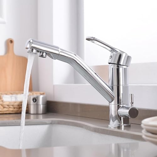 3 -Wege Wasserfilter Tap Küche Trinken Haken Waschbecken Mixer Chrom Einerhebel 3 in 1 Küchenspüle Tipp (Haferflocken) LWX von YCVAWEOD