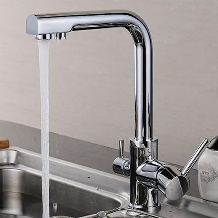 3 -Wege -Wasserhähne für Küchenspüle 3 in 1 Trinkwasser TAP 360 ° Schwenkküchenspüle TAP 3 in 1 Dual Griff Küchenmischer Tap 1 Loch Hafer LWX von YCVAWEOD