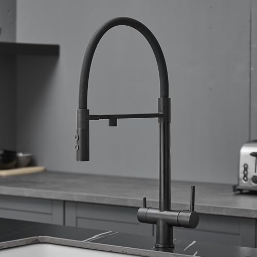 YCVAWEOD 3 -Wege -Wasserhähne für Küchenspüle Chrom Flexibler Wasserhahn 360 ° rotierender Wasserhahn Trinkwasserhahn für Küchenspüle LWX von YCVAWEOD