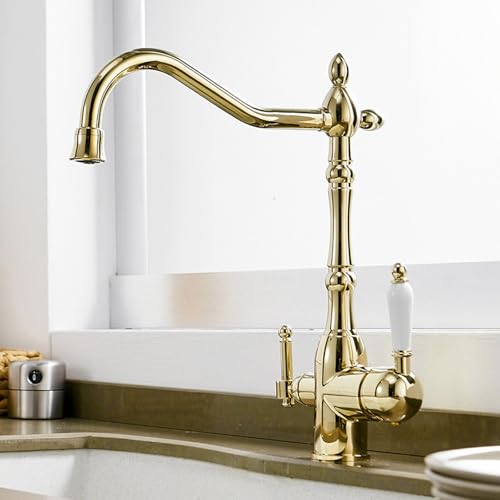 3 -Wege -Wasserhähne für Küchenspüle Retro Trinkwasserhahn Antiquitäten 3 in 1 Trinkwasser Küchenspüle Wasserhahn Wasserhahn LWX 3 -Wege -Wasserhähne für Küchenspüle Retro Trinkwasserhahn Antiquitäten 3 in 1 Trinkwasser Küchenspüle Wasserhahn Wasserhahn LWX von YCVAWEOD