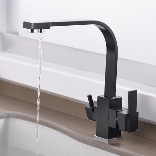 360 ° rotierende Küchenspüle Wasserhahn mit zwei Steckdosen für Trinkwasser - stilvoller und langlebiger Wasserfiltrationslösung LWX von YCVAWEOD