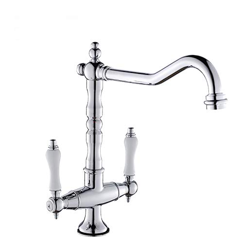360 ° rotierendes Retro B Schwarzer Dual Hebel Küchenspüle Mixer Tippen Sie kaltes heißes Wasser UK Standardarmaturen LWX von YCVAWEOD