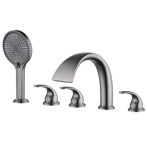 5 Lochbad Tippset Set Grey Badewasserfallmischer Haken mit Dusche Doppelhebel Ausziehen Badewanne Hahn LWX von YCVAWEOD