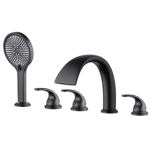 5 Lochbad Tippset Set Schwarzer Badewasserfallmischer -Haken mit Dusche Doppelhebel herausziehen Badewanne Hahn LWX von YCVAWEOD