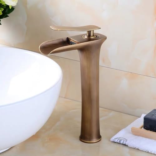 Antike Badezimmerbeckenmixer Tap - Einer Loch Wasserfall Tipp für hohe Waschbecken, stilvoller Badezimmerhahn, langlebiger Mixer -Hahn für moderne und Vintage -Dekoration LWX Antike Badezimmerbeckenmixer Tap - Einer Loch Wasserfall Tipp für hohe Waschbecken, stilvoller Badezimmerhahn, langlebiger Mixer -Hahn für moderne und Vintage -Dekoration LWX von YCVAWEOD