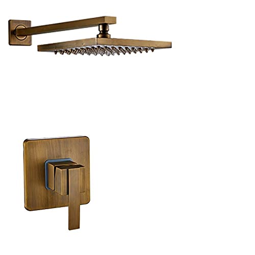 Antike Messing Duscharmaturen Set 8 Zoll Messing Rotatable Duschkopf Eingriff Mixer Tipp versteckte Badezimmer Dusche, quadratische Duscharmatur LWX Antike Messing Duscharmaturen Set 8 Zoll Messing Rotatable Duschkopf Eingriff Mixer Tipp versteckte Badezimmer Dusche, quadratische Duscharmatur LWX von YCVAWEOD