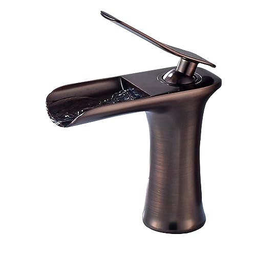 Antike Wasserfallbecken Tap Eingriff Antiquitäten Badezimmer Haken Messing Retro Mixer Tap Badewaschbecken Heigu (Antiquitäten) (brauner alt) LWX von YCVAWEOD