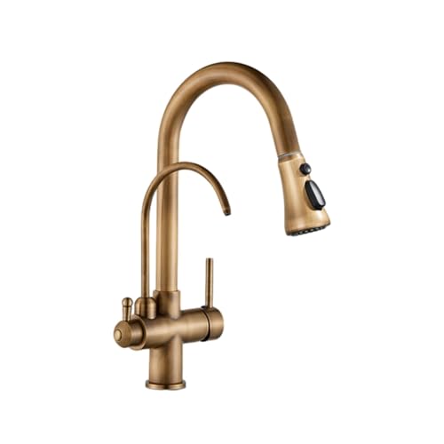 Antiker Küchenspüle Mischhahn mit direktem Trinkwasserreiniger Doppelwasserauslass Heiße und kalte Wasserhahn -Rotatable -Design LWX von YCVAWEOD
