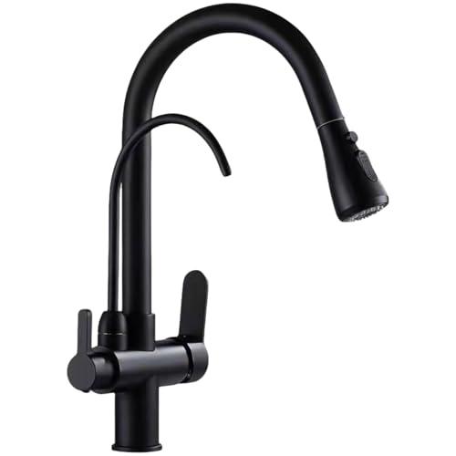 Antiker Küchenspüle Mischhahn mit direktem Trinkwasserreiniger Doppelwasserauslass Heiße und kalte Wasserhahn -Rotatable -Design LWX von YCVAWEOD