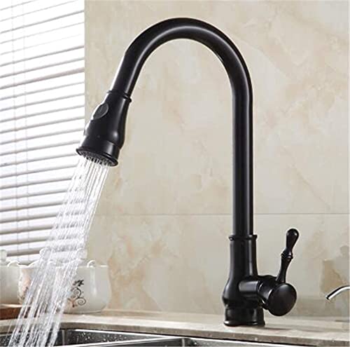 Antique Messing Pull Down Kitchen Wasserhahn 360 ° drehbarer heißer und kalter Wassermischer Retro Eingriff Haken mit Sprühkopf Stylish schwarzer Finish für moderne Küchen LWX Antique Messing Pull Down Kitchen Wasserhahn 360 ° drehbarer heißer und kalter Wassermischer Retro Eingriff Haken mit Sprühkopf Stylish schwarzer Finish für moderne Küchen LWX von YCVAWEOD