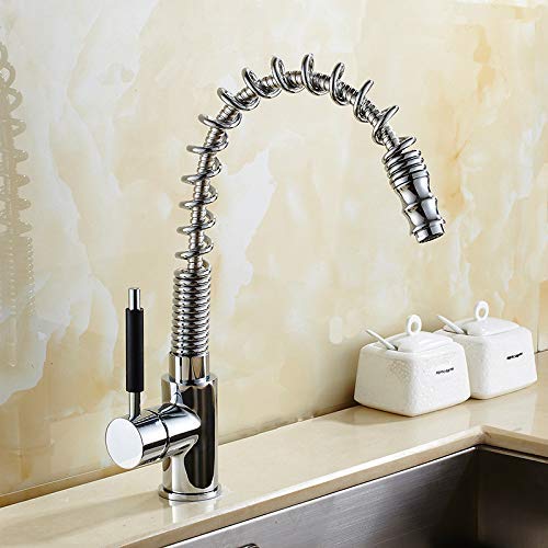 Ausziehen Kopfküchenküche Tap Chrom 360 ° Rotation Küchenmischer -Zapftaps Feder mit Belüftungsdecks mit einem Hebel Retro Küchenspüle Wasserhahn Torneira Cozinha LWX von YCVAWEOD