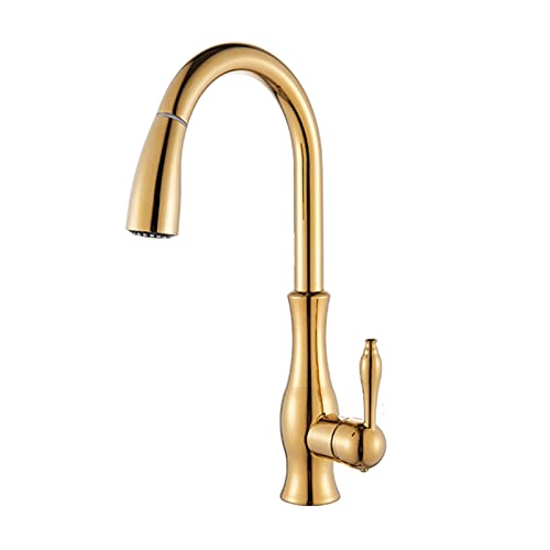 Ausziehen von Küchenmixer -Hahn, Eingriff Stream Sprayer Küchenausgabe Heißer kaltes Wasserhahn, gebürstete Nickelküchenarmatur, Gold (gebürsteter Nickel) LWX von YCVAWEOD