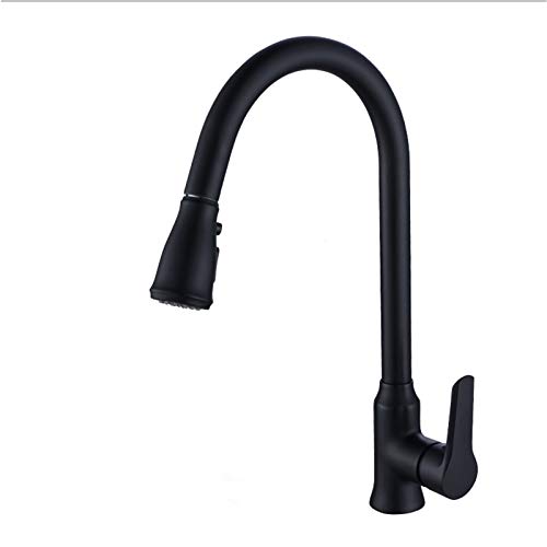 Ausziehküche Messing Heißer und kaltes Wassermischer TAP Einer Loch Einer Griff Waschbecken 360 ° Rotation Wasserhahn mit einschlüsselem Wasserstopp schwarzer Küchenspüle Wasserhähne (Plattierung) Ausziehküche Messing Heißer und kaltes Wassermischer TAP Einer Loch Einer Griff Waschbecken 360 ° Rotation Wasserhahn mit einschlüsselem Wasserstopp schwarzer Küchenspüle Wasserhähne (Plattierung) von YCVAWEOD