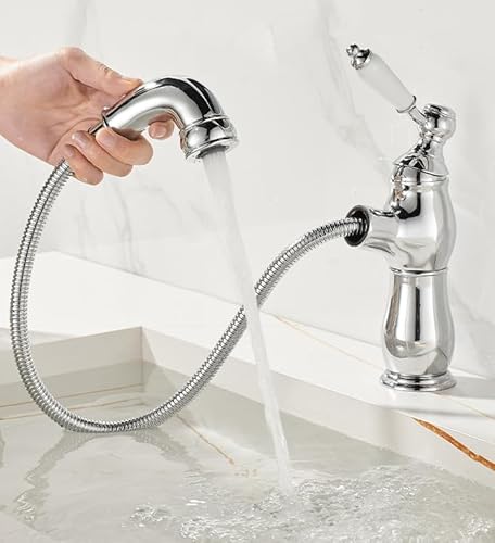 Auszugshahn Badezimmerschrank Keramik Integriertes Becken Heißer und kaltes Wasserhahn, ein Zirkoniumgold vom Typ LWX von YCVAWEOD