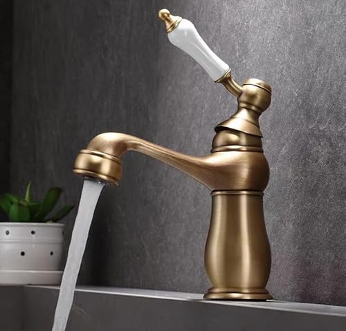 Auszugshahn Badezimmerschrank Keramik Integriertes Becken Heißer und kaltes Wasserhahn, ein Zirkoniumgold vom Typ LWX von YCVAWEOD