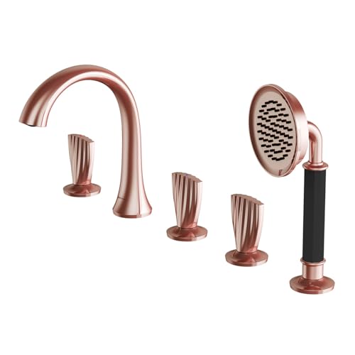 YCVAWEOD Bad Duschmischer Tap Diverter Ventil Chrom 5 Loch Bad Tippset mit Duschkopf und Schlauchset für Bad -Häppchen Messing LWX von YCVAWEOD