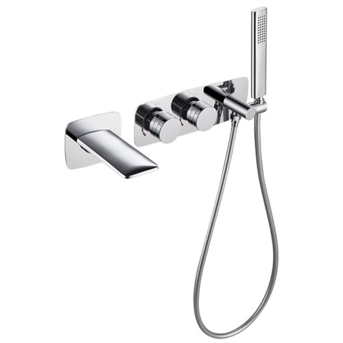 Bad -Hader taps Chrom Bad Mixer Haken mit Duschset Moderner Wasserfall Taps für Bad Einzelhebel Duschmischer LWX von YCVAWEOD