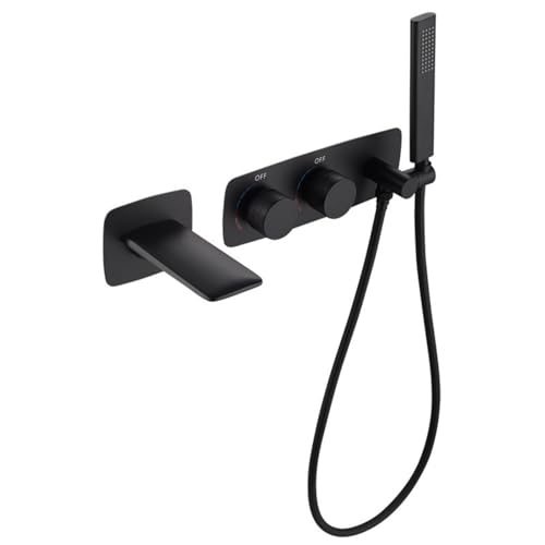 Bad -Haken Black Bad Mixer Taps mit Duschset Moderner Wasserfall Zapftaps für Bad Ein Hebelduschmixer LWX von YCVAWEOD