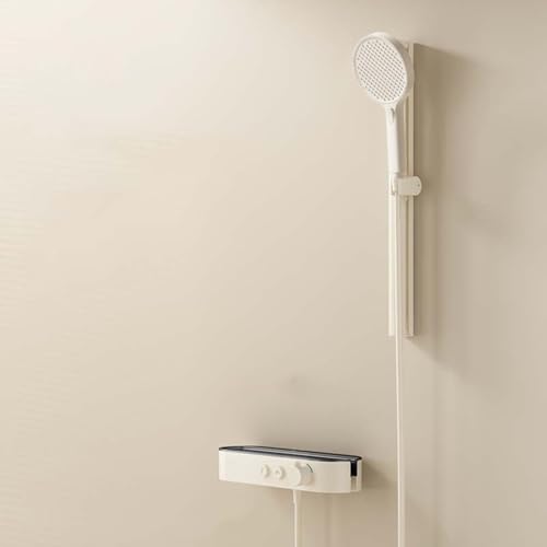 Bad Tippwand montiert grau Badmixer Wasserfall mit Handheld Duschkopf Duschmischmischungshahn mit starrem Riser -Duschschienenkit (weiß) LWX von YCVAWEOD