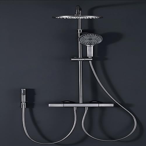 Bad gemischt Wasser Dusch Set Handsprühhöhe einstellbare feine Kupfer Hauptkörper 4 Auslässe großer Top -Sprühkeramikventilkern (weiß) LWX von YCVAWEOD