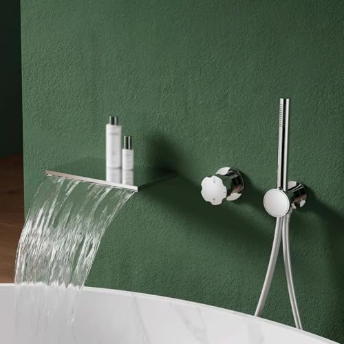 YCVAWEOD Badduschenmischer Hackwandhalterung Wasserfall Heiße und kalte Messing versteckte Mixer Bad mit Dusche grau LWX YCVAWEOD Badduschenmischer Hackwandhalterung Wasserfall Heiße und kalte Messing versteckte Mixer Bad mit Dusche grau LWX von YCVAWEOD