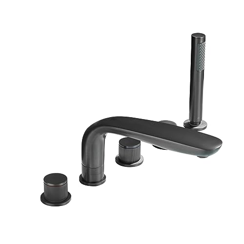 Badduschenmischer Tap Messing Heiße und kaltes Wasser Bad Duschmixer mit 1,5 m Schlauchrohr Doppelhebel Bad mit Duschmixer, Chrom, B LWX von YCVAWEOD