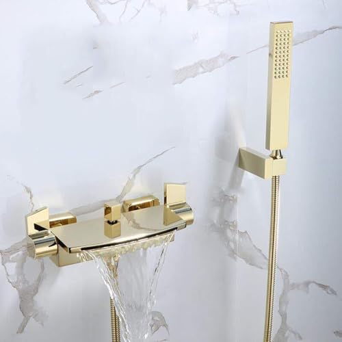 Badduschmischer Tippwand Heiße und kalte Messingbadmixer Haken Wasserfall Chrom LWX von YCVAWEOD