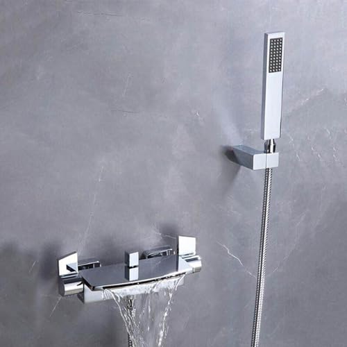Badduschmischer Tippwand Heiße und kalte Messingbadmixer Haken Wasserfall Chrom LWX von YCVAWEOD
