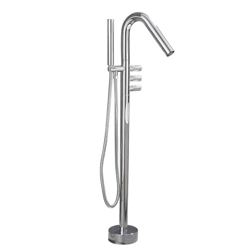 Bademischer -Haken mit Dusche Chrom freistehende Messingbad -Haken Handgehaltenkopf und Schlauchset für Bad -Wasserhähne Doppelbad -Hebel Hebel LWX von YCVAWEOD